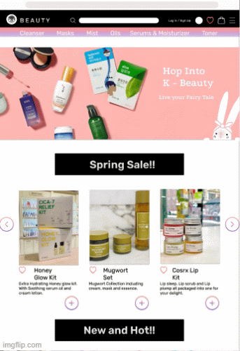 Animated Besfren Beauty storefront redesign with colorful product cards